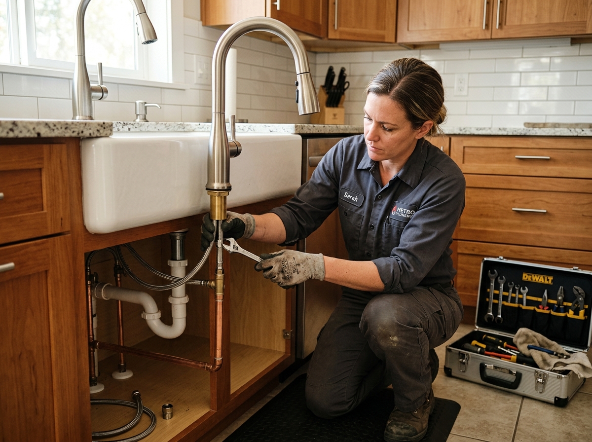 Kitchen faucet and plumbing pipes installation